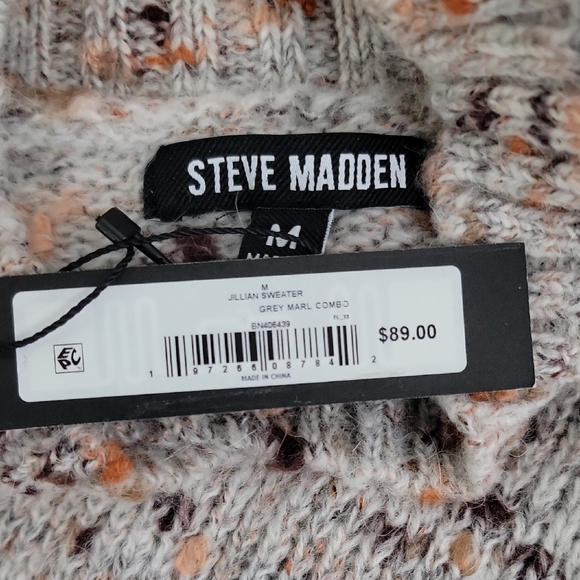 Steve Madden Speckled Crewneck Sweater - Cream and Orange - Picture 2 of 6